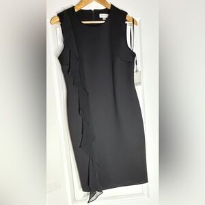 Calvin Klein Black Ruffle Mini Dress, New, Size 10